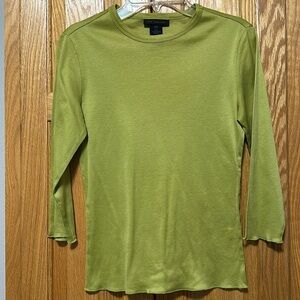 The Limited shirt top 3/4 sleeve 100% cotton size XS in trendy olive color